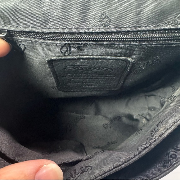 FOSSIL Black Pebbled Leather and Nylon Sling Crossbody Bag with Organizer Pocket - Picture 13 of 16